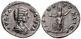 JULIA DOMNA AR Denarius (196-202 AD). Pietas Pvblica.