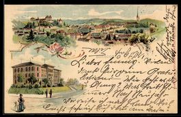 Lithographie Burgdorf, Ortspanorama, Technikum