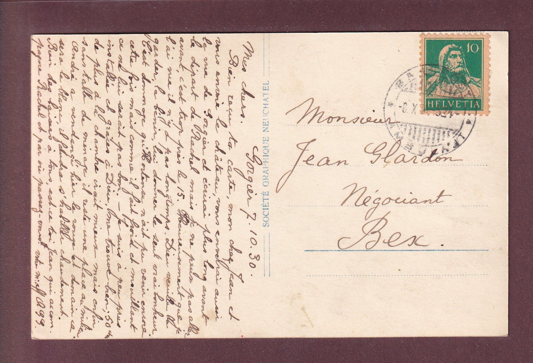Cartoline postali: Château de GORGIER - 1930 – Usato da Pully venduto da nicecards 1