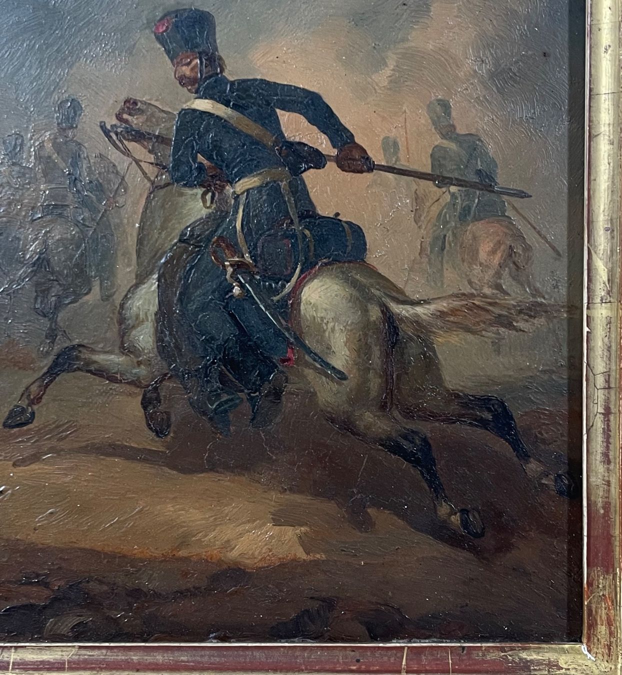 Gemälde: Antikes Gemälde mit reitenden Soldaten – Gebraucht aus Root von  3