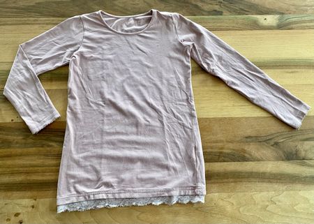 Pulli Longsleeve Creamie altrosa Spitze Grösse 152 Mädchen