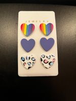 Ohrstecker Herzen (Regenbogen), Set