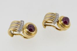 RUBIN BRILLANT 18 Karat Ohrclips 10,5 gr. 10 x 18 mm