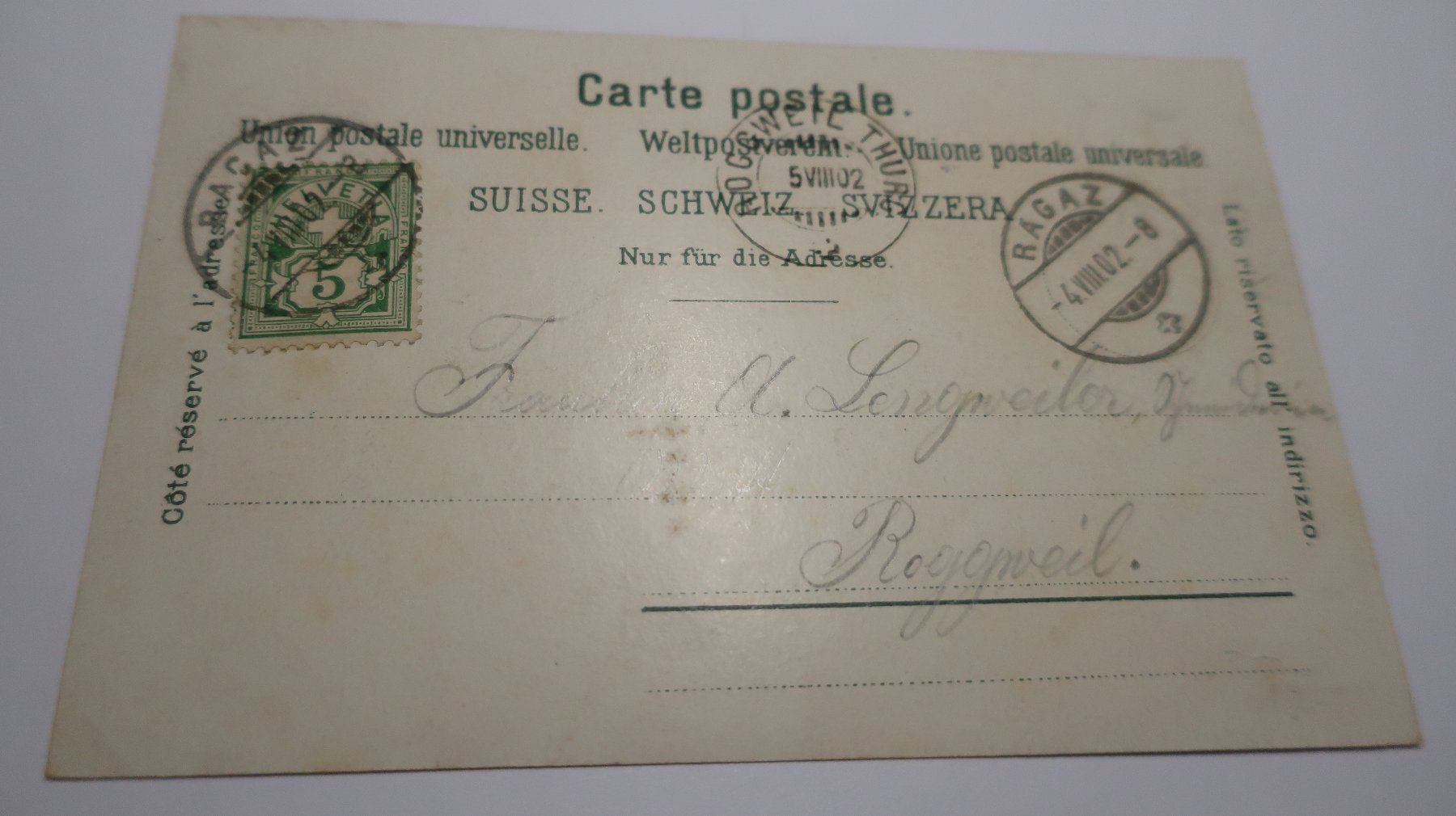 Cartoline postali: Ragaz  1902 – Usato da Cormoret venduto da Pascalll2001 5