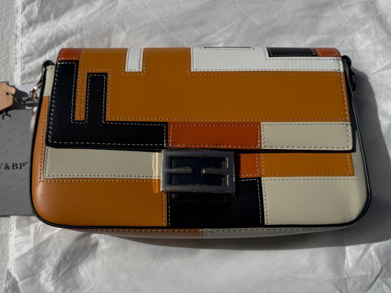 Taschen für Damen: Damen-Handtasche aus echtem Leder – Patchwork Beige/Orange – Neu und originalverpackt aus Biberist von Duorela_Bags 1