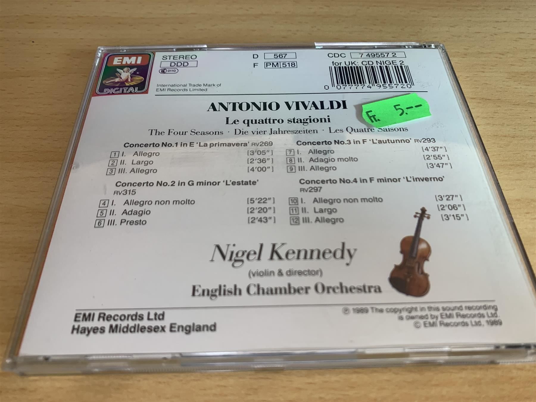CD: Vivaldi - The Four Seasons - Nigel Kennedy – Usato da Rikon im Tösstal venduto da Alpenmutz 1