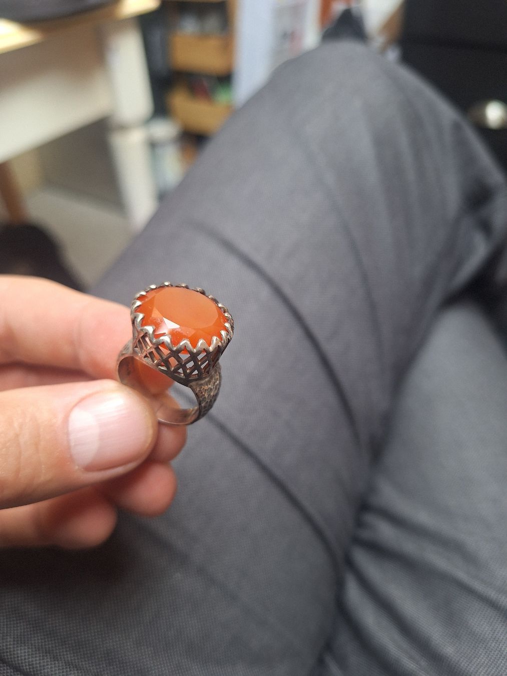 Anelli: Bague Vintage Argent Massif et Cornaline – Usato da Crans VD venduto da Yobia8 2