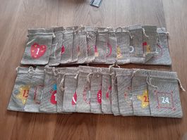 Adventskalender Säckchen 24 Stück Jute Neu