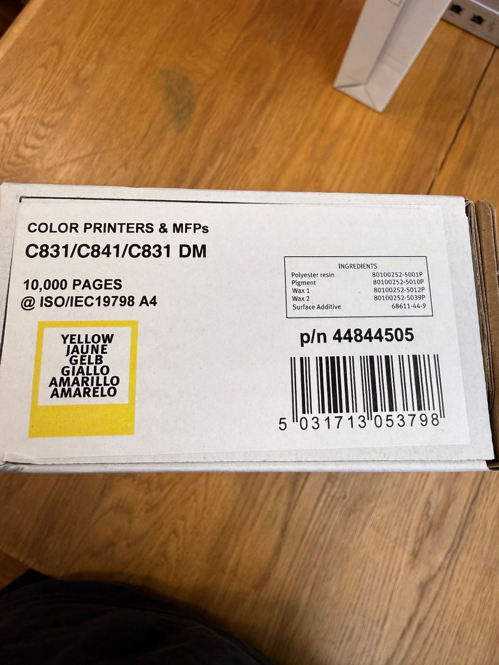Oki Cartucce per stampanti & toner: Oki Toner Yellow p/n 44844505 C831/C841 – Nuovo e nell'imballaggio originale da Wil SG venduto da gianon 1