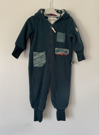 Sigikid Fleece-Overall dunkelgrün, Gr. 86 – Sehr guter Zusta