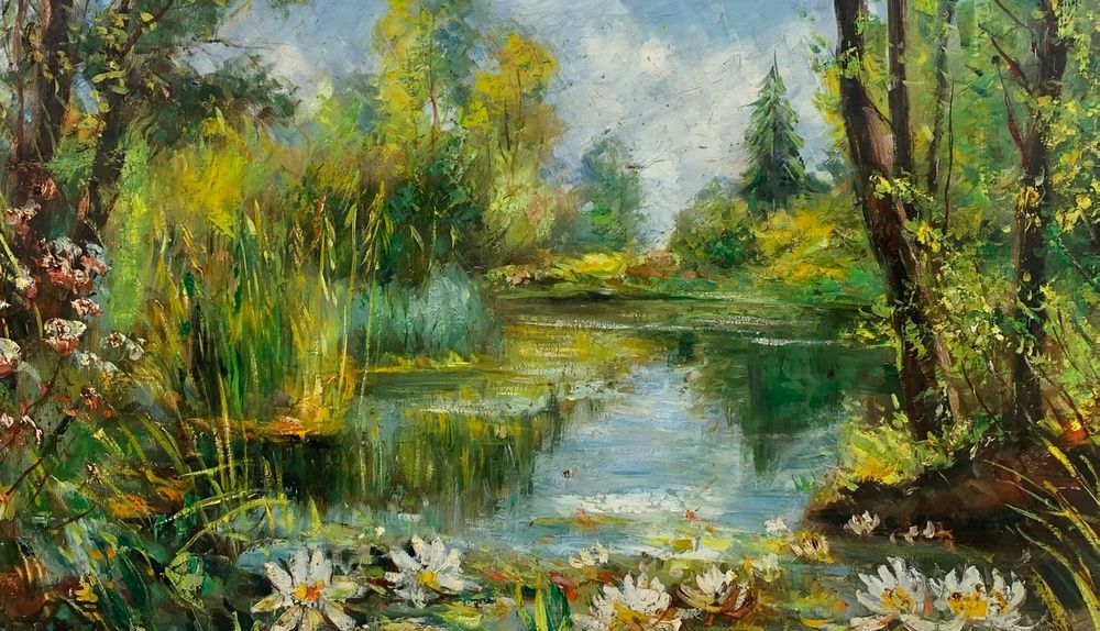 W.Zuppinger Teich mit Seerosen Gemälde Kaufen auf Ricardo