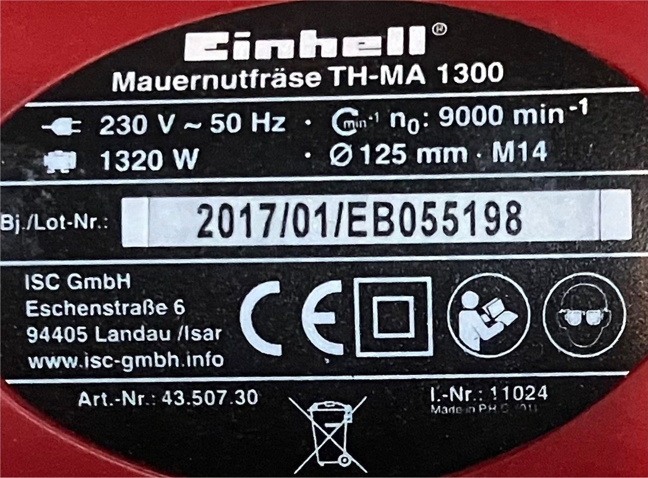 Einhell Tutte le macchine: Mauer-Nutfräse 1320 Watt – Usato da Winterthur venduto da Jamie18 3