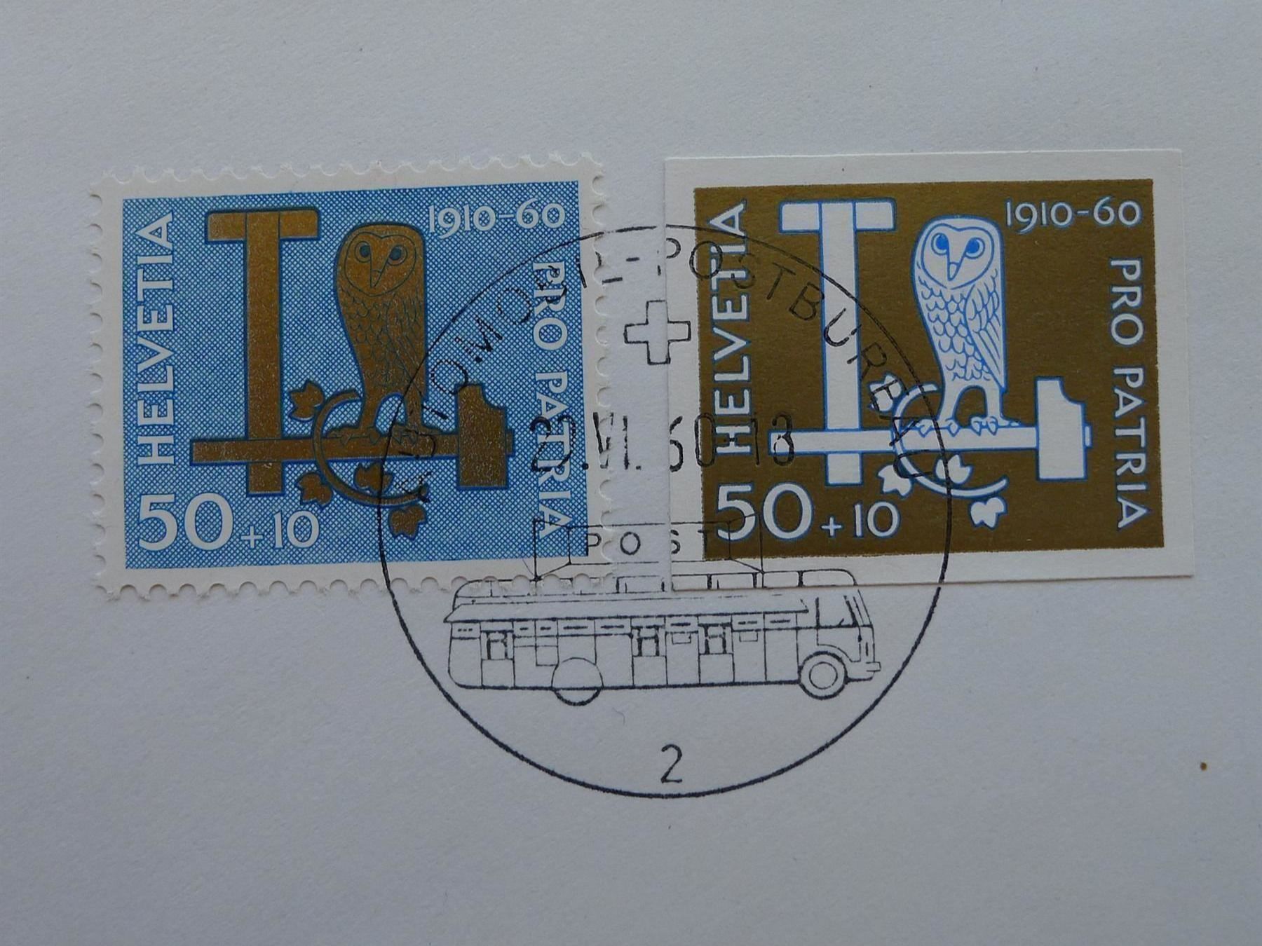 Tutti i francobolli: 1960, B100+B101 Blockausschnitt +Marke von BASEL auf BRIEF – Usato da Sursee venduto da Luzernerraute 1