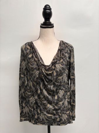 Inwear Paisley Shirt mit Wasserfallausschnitt S Viskose grau