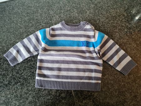 Baby Pullover gestreift blau grau Grösse 6 Monate 