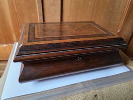 antike Holz Truhe Schatulle mit Spiegel Humidor Tee Dose
