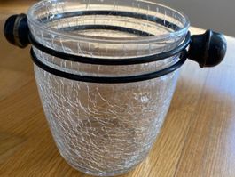 Glas Gefäss Krakel mit Henkel, Vintage Design,