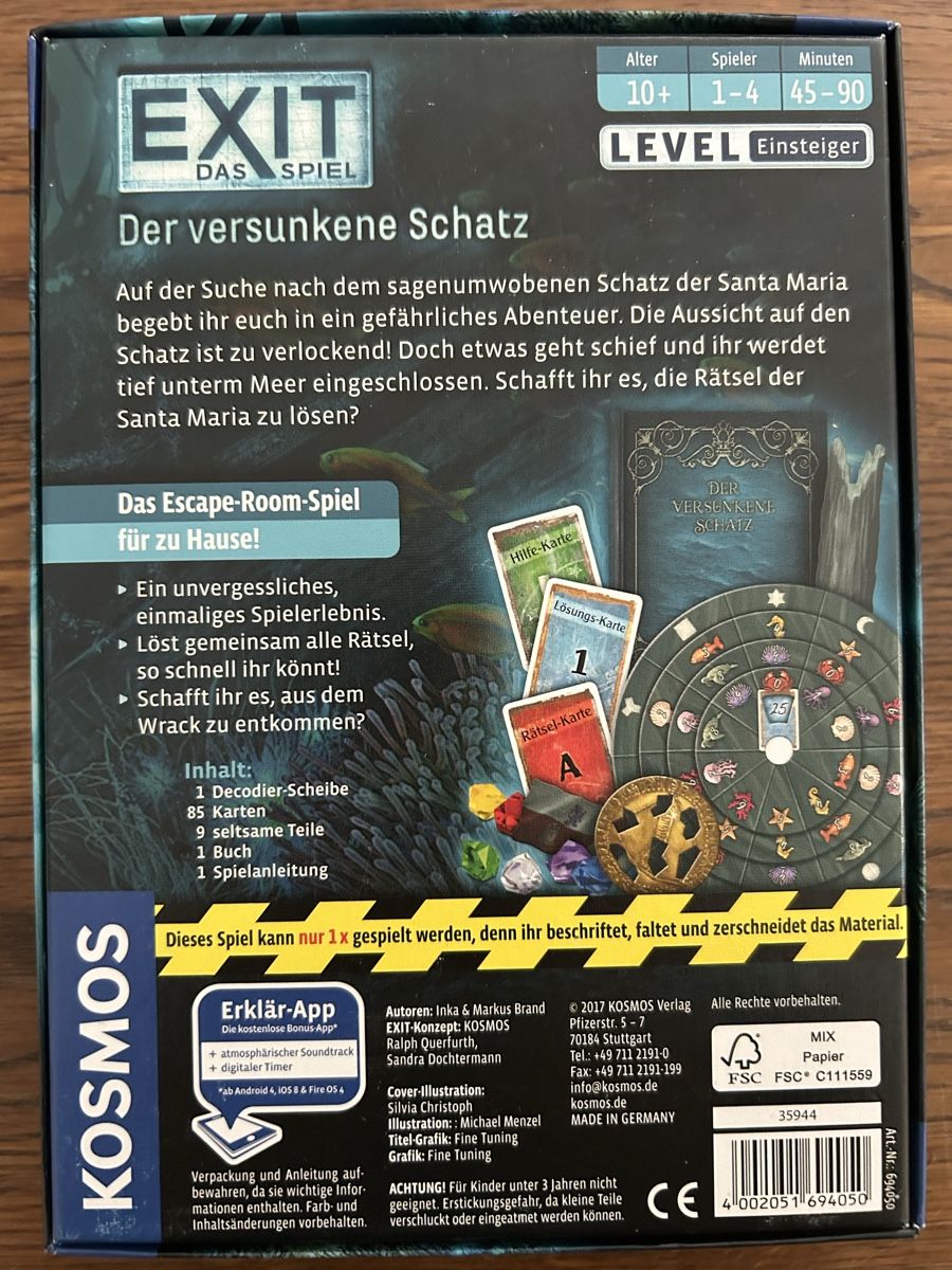 Kosmos Spiele: Exit - Das Spiel: Der versunkene Schatz  - guter Zustand – Gebraucht aus Wolhusen von eve_m6cg 2