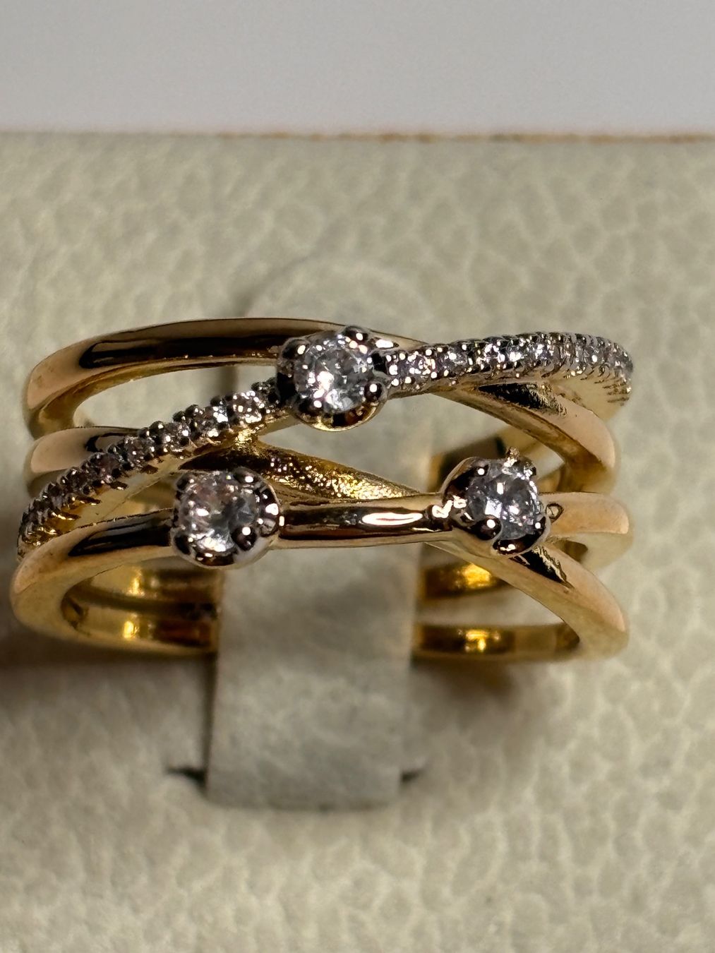 Anelli: Bague croisée plaquée or & diamants – Nuovo (secondo la descrizione) da Lausanne venduto da mel2dreams 2