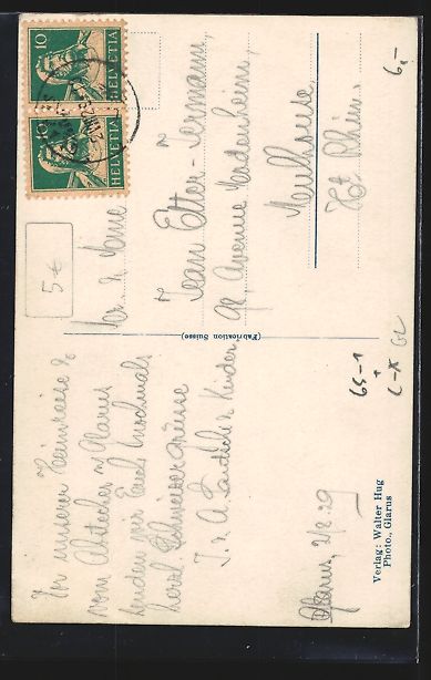 Cartoline postali: AK Glarus, Bahnhof mit Springbrunnen – Usato da Berlin venduto da bartko-reher 1
