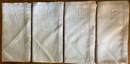 Leinenservietten, 4 Stk. weiss bestickt neu