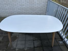 Vintage white kitchen table, seats 4 - solid wood!