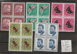 timbre Pro Juventute 1953 J148 à J152 bloc de 4 **