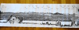 Litho Eberts Panorama-Zeichnung Zürichsee, 1972
