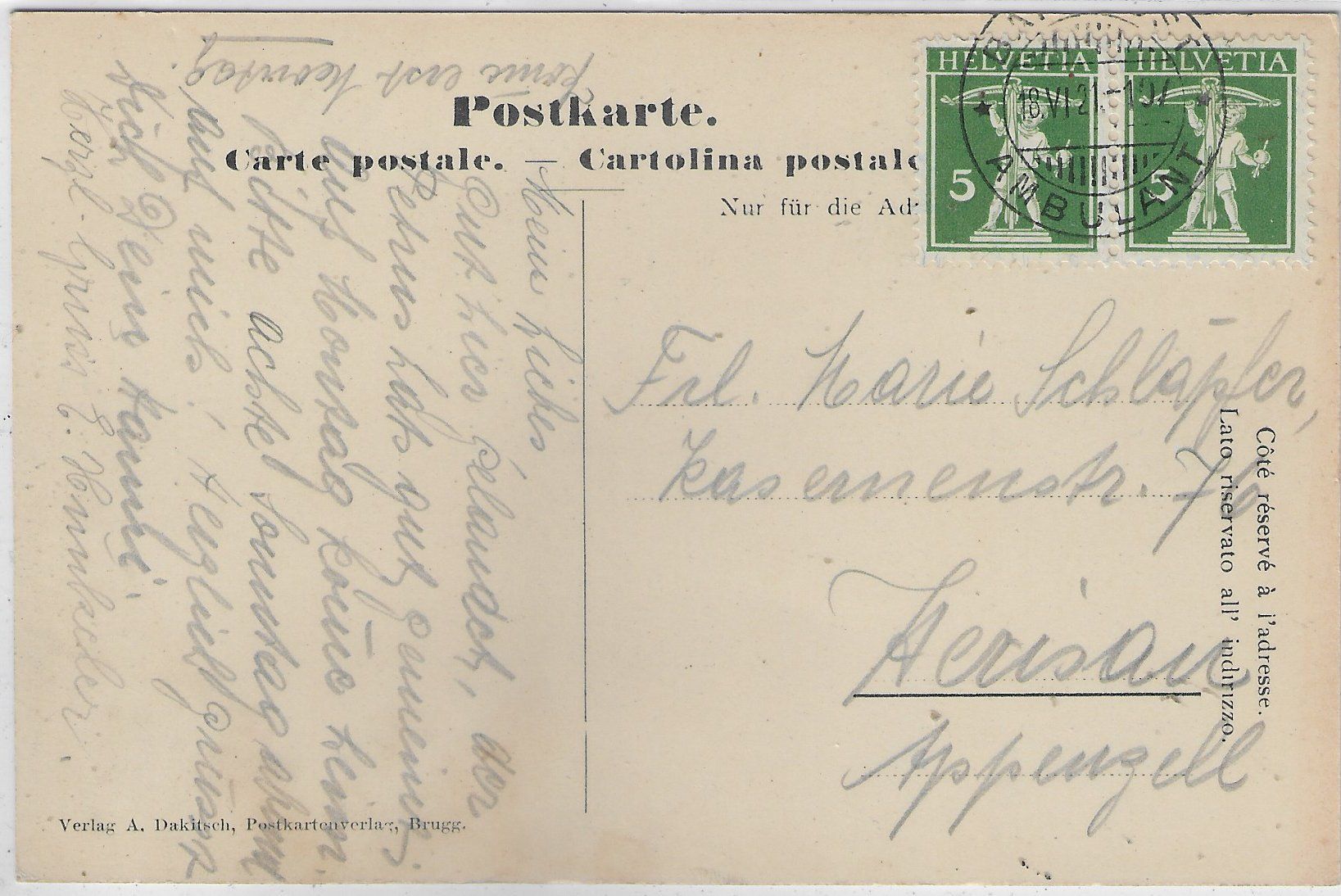 Cartoline postali: Brugg - Stapfer-Schulhaus – Usato da Ettingen venduto da Kartenplanet 1