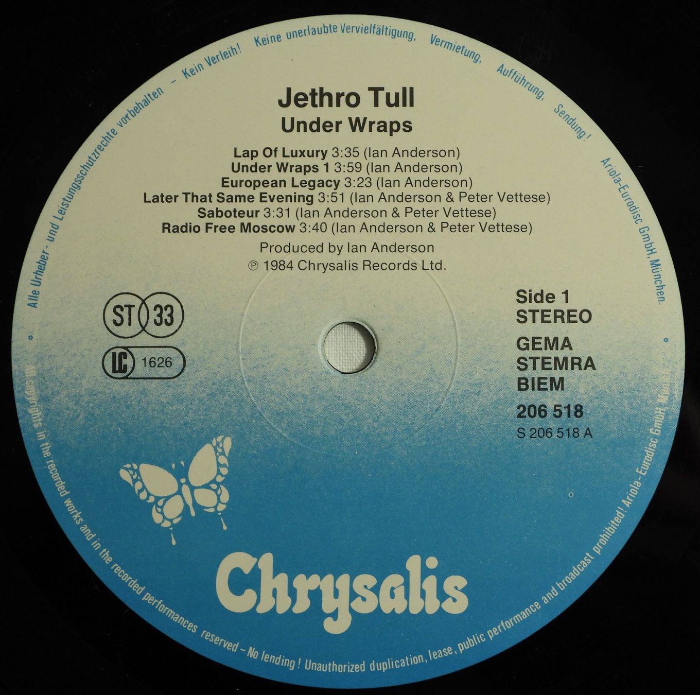 Vinyles: JETHRO TULL UNDER WRAPS LP 1984 – D'occasion à Dübendorf par mar_85sd 5