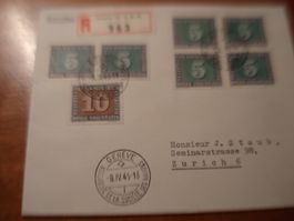Brief 1946, o Geneve, Soc. des Nations, Paxmarken 1945