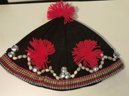 Antike Kappe Hut Hmong Kultur Stickereien Burma Thailand