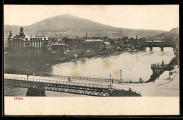 AK Olten, Ortsansicht mit Fluss und Brücken