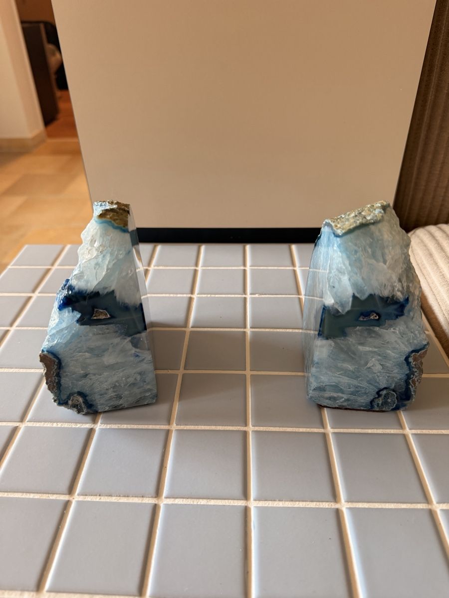 Tutte le decorazioni: Agate Bookends, A Stunning Set, Blue Tones, Stone Decor – Usato da Altendorf venduto da gio_86dc