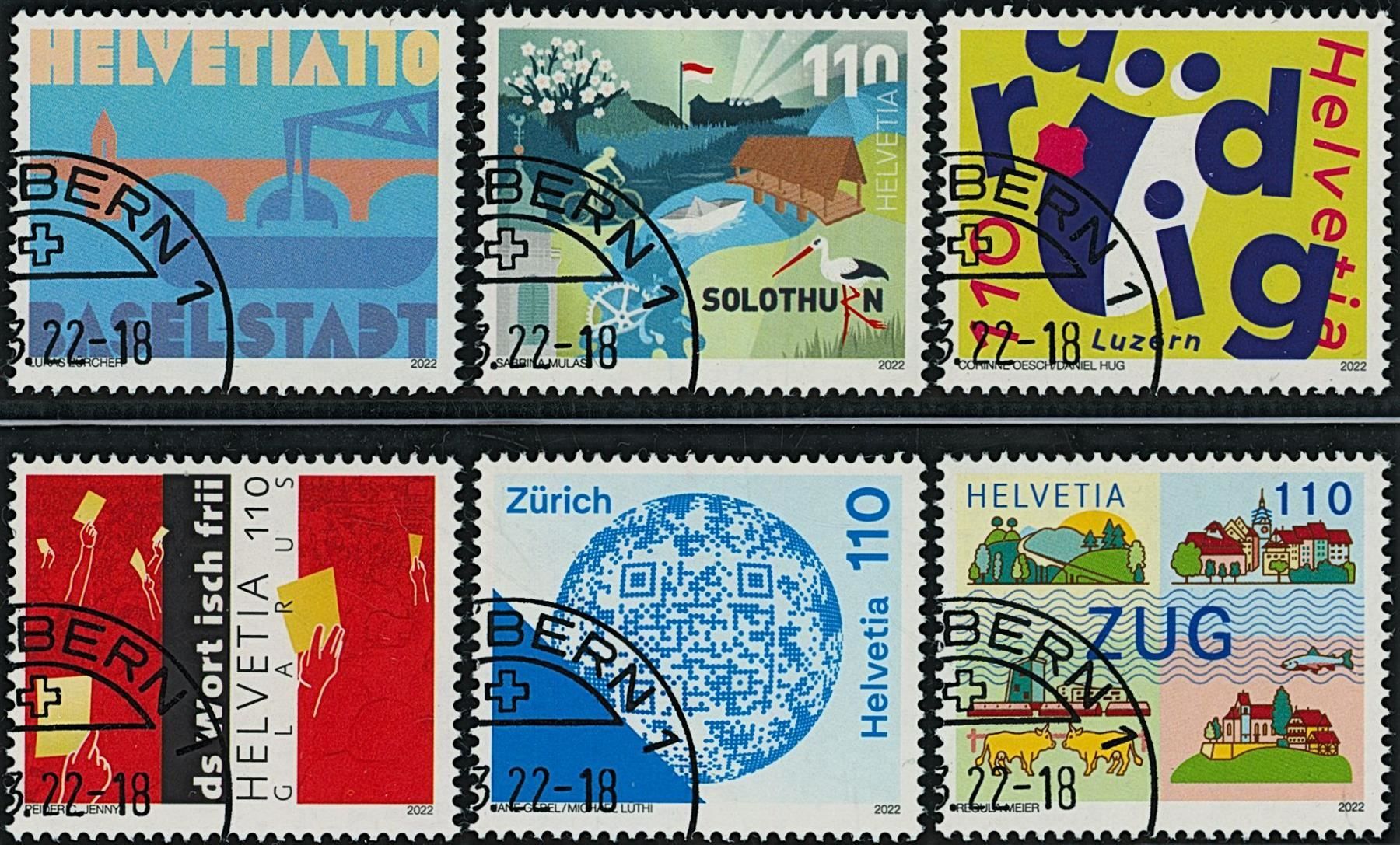 Tutti i francobolli: 2022 - Kanton - Schweiz - Ersttag Stempel ET – Usato da Schindellegi venduto da leecollect