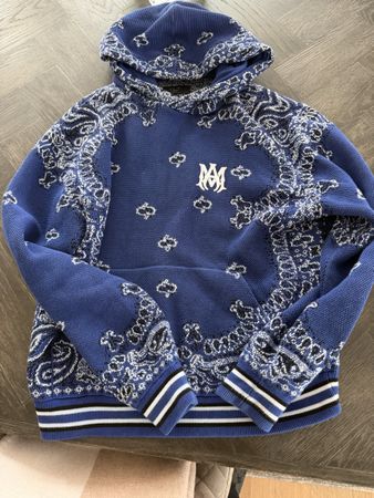 Amiri Pullover Paisley Strick blau Grösse M neu