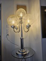 Vintage Tischlampe 5-flammig Chrom Glaskugeln