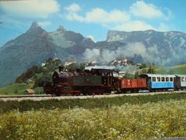 Train touristique à vapeur devant Gruyères FR