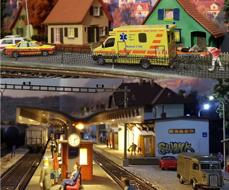 Modellini di ferrovie: Grosse Anlage mit Rollmaterial komplett, Landschaft, digital – Usato da Fehraltorf venduto da snoopydoopy 5