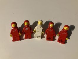 5 vintage Lego spacmen 80s heavily used!complete,80s