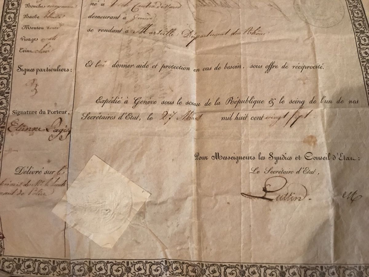 Dokumente: Ancien document officiel Genève 1827 – Defekt aus Genève von  3
