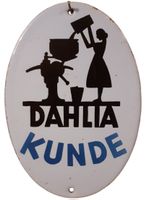 Emailleschild Dahlia Kunde Original