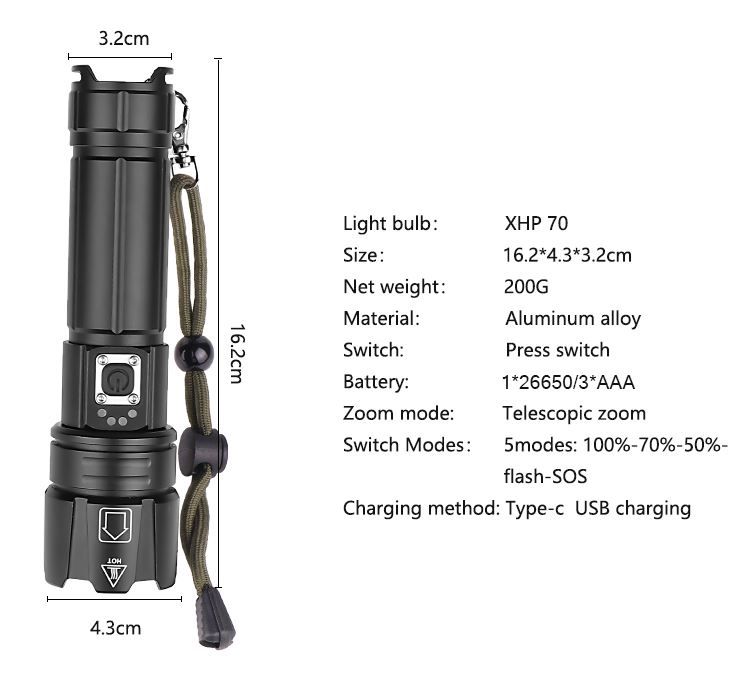 Lampade: Taschenlampe LED Extrem Hell 1500Lumen – Nuovo (secondo la descrizione) da Thun venduto da Laoye 2