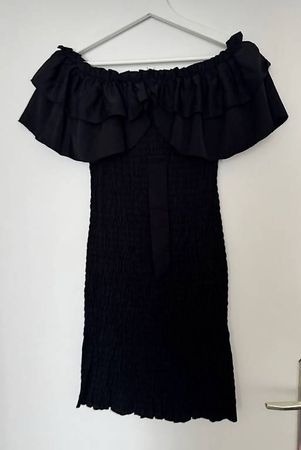 Schickes, schulterfreies Sommerkleid, schwarz, Gr. XS