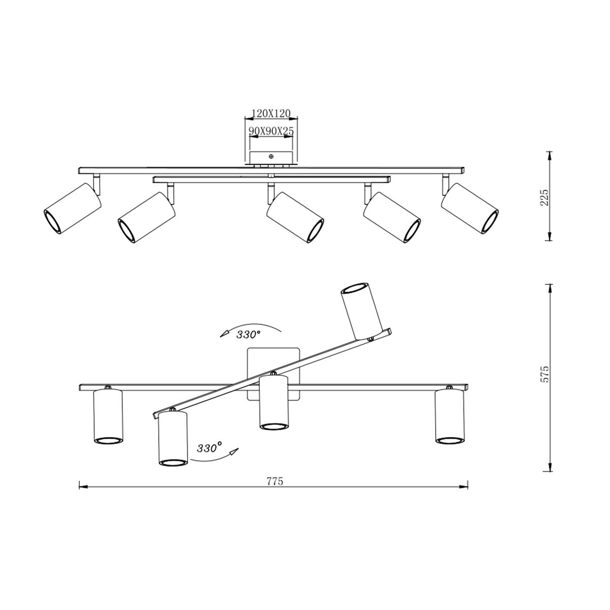 Lampadari & plafoniere: Deckenleuchte, 78 cm x 57 cm, 5 Spots – Nuovo (secondo la descrizione) da Kreuzlingen venduto da Smart-Light 3