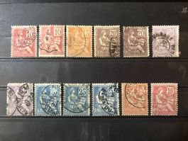 Série complète Mouchon oblitérés 1900-02