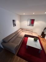 Ecksofa Leder beige mit Longchair gebrauchter Zustand