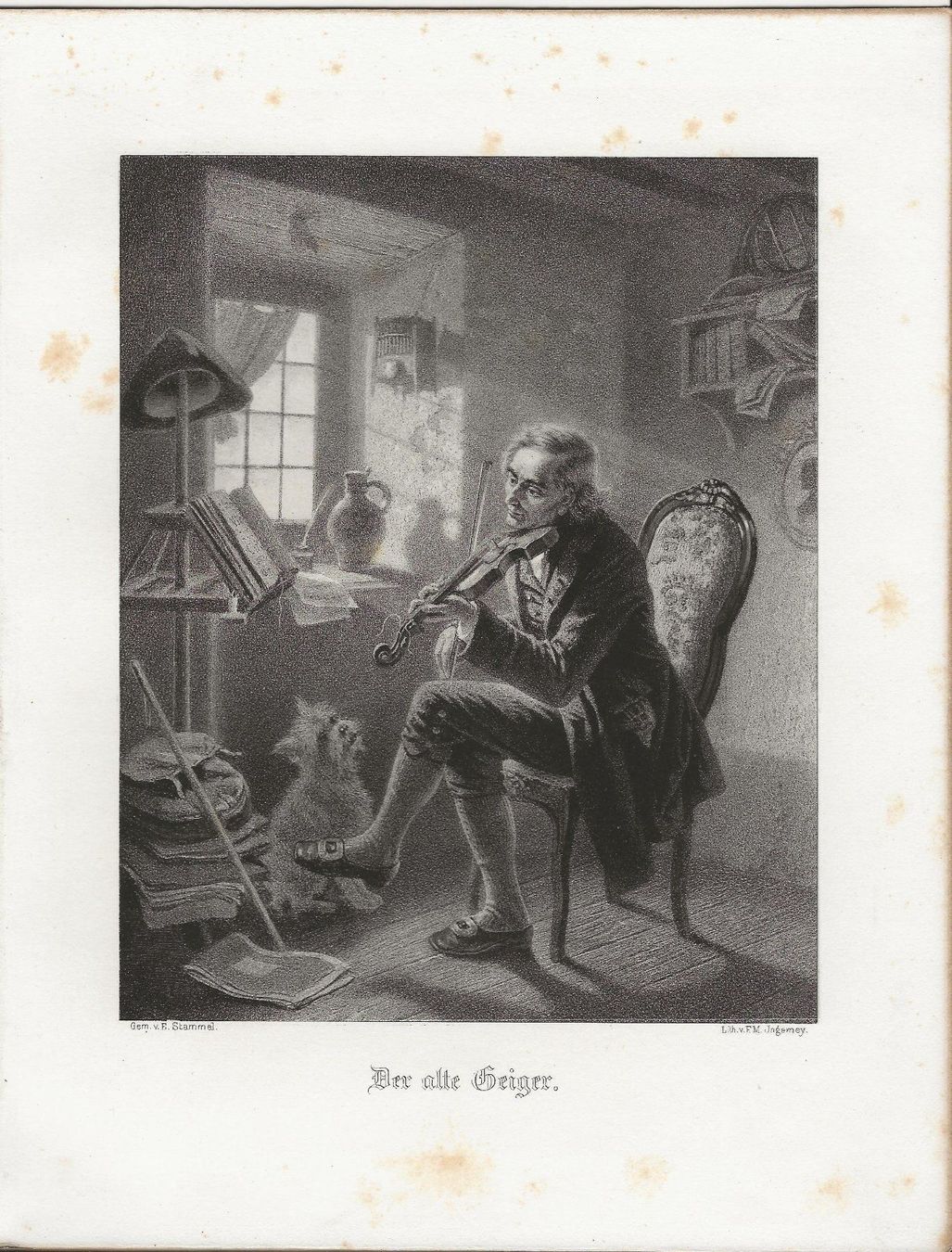 Grafiken & Lithographien: Lithographie 1863 - Der alte Geiger – Gebraucht aus Frauenfeld von Merk52 1