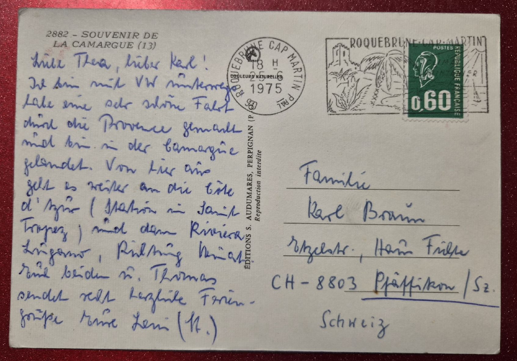 Cartoline postali: La Camargue France 1975 – Usato da Melchnau venduto da Arthurius 1