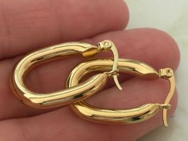 Luxus Elegante Creolen Edelstahl Ohrstecker Farbe:Gold
